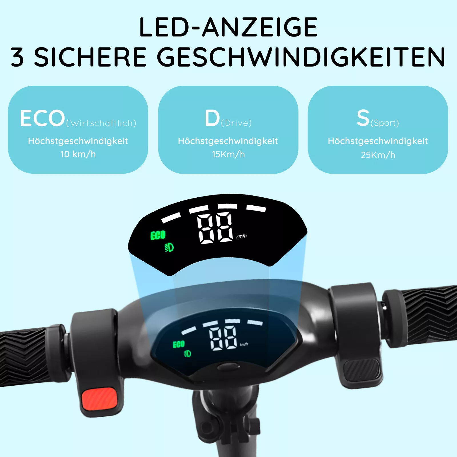 Elektro-Scooter Kinder 8-16 Jahren Faltbarer Elektroroller LCD E Scooter 25 km/h – Bild 5